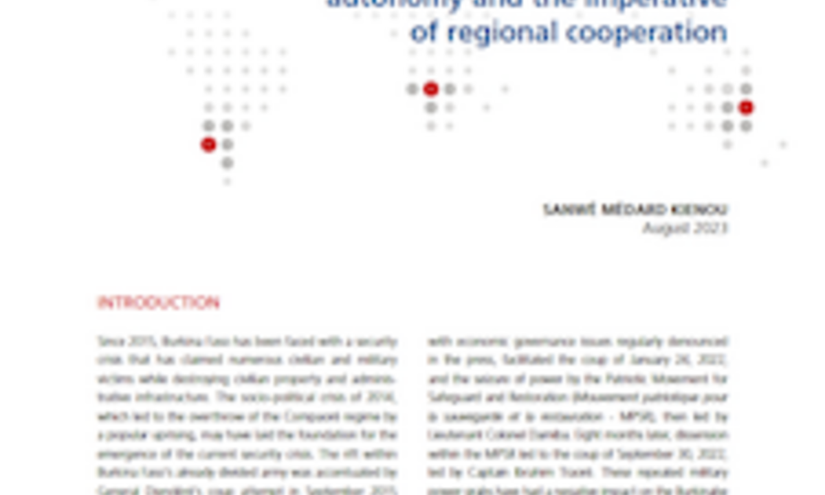 FES PSCC Policy Paper Burkina Faso: Between strategic autonomy and the imperative of regional cooperation