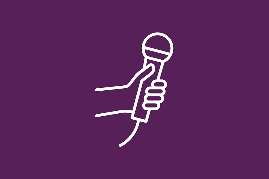 The FES icon shows a white hand holding a microphone.