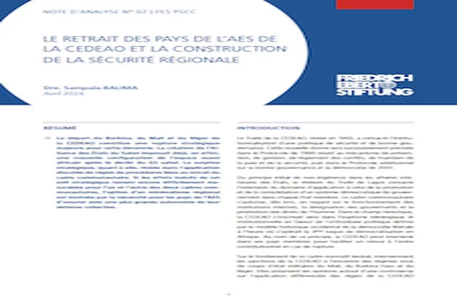 LE RETRAIT DES PAYS DE L’AES DE LA CEDEAO ET LA CONSTRUCTION DE LA SÉCURITÉ RÉGIONALE