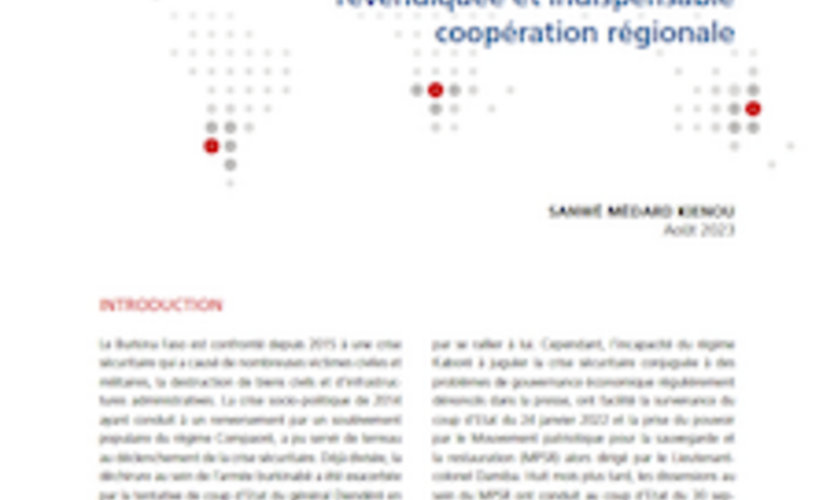 FES PSCC Policy Paper Burkina Faso : entre autonomie stratégique revendiquée et indispensable coopération régionale