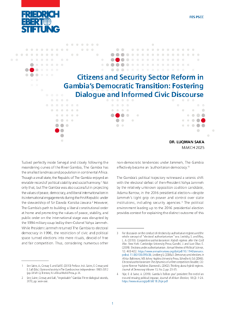 Citizens and security sector reform in Gambiaʿs democratic transition